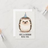 Fröhlicher Geburtstag Igel Umarmung mit Party Hat Karte (Vorderseite/Rückseite Beispiel)