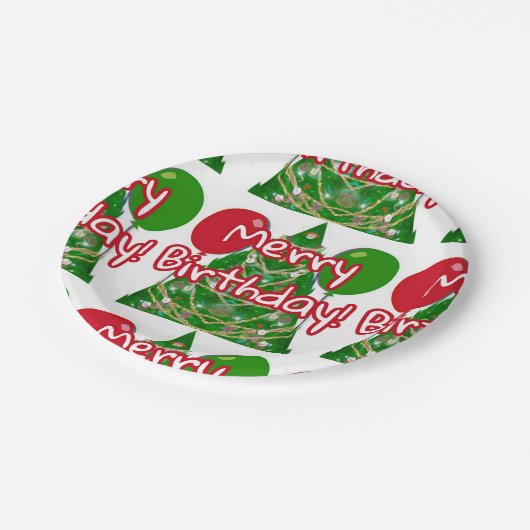 Fröhlicher Geburtstag Pappteller (Schrägansicht)