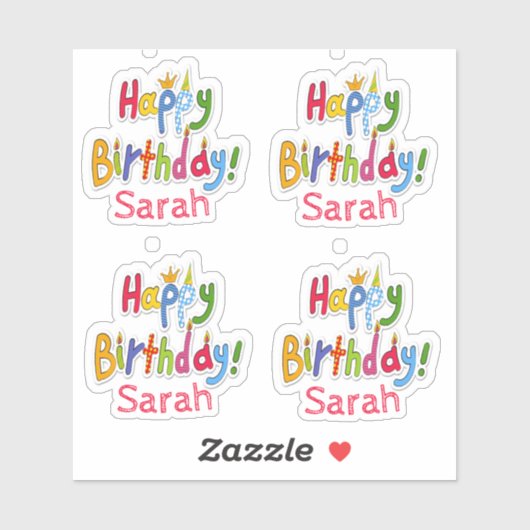 Fröhlicher Geburtstag - Personalisiert Aufkleber (Blatt)