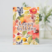 fröhlicher Geburtstagsstil der Aquarell-Blume (Stehend Vorderseite)