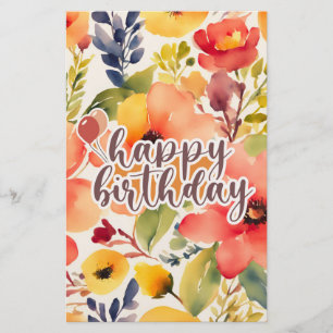 fröhlicher Geburtstagsstil der Aquarell-Blume Briefpapier