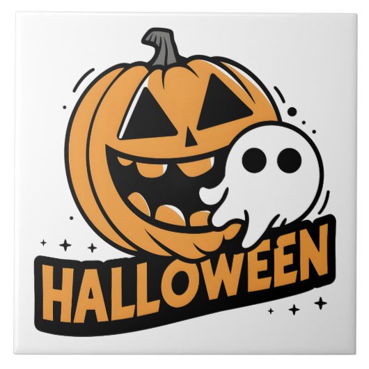 Fröhlicher Geist am Kürbis Fliese (Vorderseite)