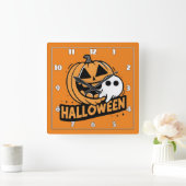 Fröhlicher Geist am Kürbis Quadratische Wanduhr (Zuhause)