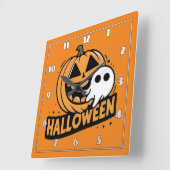 Fröhlicher Geist am Kürbis Quadratische Wanduhr (Winkel)