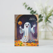 Fröhlicher Geist mit Pumpkin Postkarte (Stehend Vorderseite)