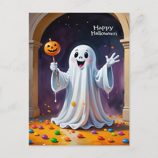 Fröhlicher Geist mit Pumpkin Postkarte (Vorderseite)