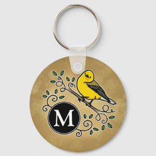 Fröhlicher Gelber Prothonotarwarbler mit Monogram Schlüsselanhänger