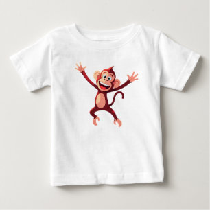 Fröhlicher glücklicher springender Cartoon-Affe Baby T-shirt