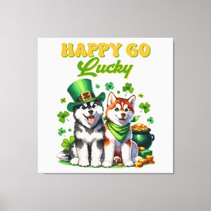 Fröhlicher Glückspilz Süßer Husky St. Patricks Tag Leinwanddruck