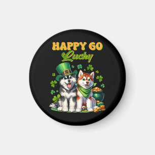 Fröhlicher Glückspilz Süßer Husky St. Patricks Tag Magnet