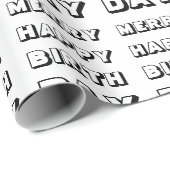 Fröhlicher Glückwunsch zum Geburtstag Schwarz-weiß Geschenkpapier (Rolleneckpunkt)