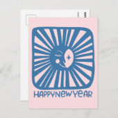 Fröhlicher Glühmond glücklich neues Jahr anpassen Postkarte (Vorne/Hinten)