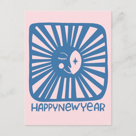 Fröhlicher Glühmond glücklich neues Jahr anpassen Postkarte (Vorderseite)