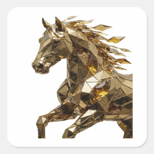 Fröhlicher Gold-Abstrakt-Kunst-Sticker Quadratischer Aufkleber