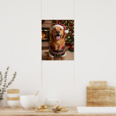 Fröhlicher Golden Retriever Hund in kuscheligem Pu Poster (Küche)