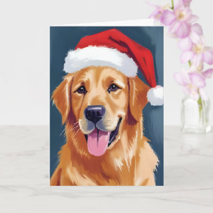 Fröhlicher Golden Retriever   Weihnachtshund mit S Karte