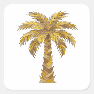 Fröhlicher Grauer PALMENBAUM Geschenkaufkleber Quadratischer Aufkleber