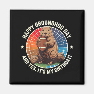 Fröhlicher Groundhog-Tag Geburtstag Football Lusti Magnet
