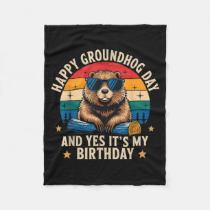 Fröhlicher Groundhog-Tag Geburtstag Lustig Retro S Fleecedecke