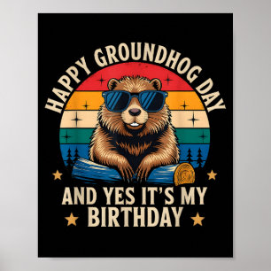 Fröhlicher Groundhog-Tag Geburtstag Lustig Retro S Poster