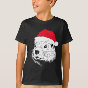 Fröhlicher Groundhog-Weihnachtsmann auf Groundhog- T-Shirt