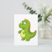 Fröhlicher Grüner Dino Postkarte (Stehend Vorderseite)