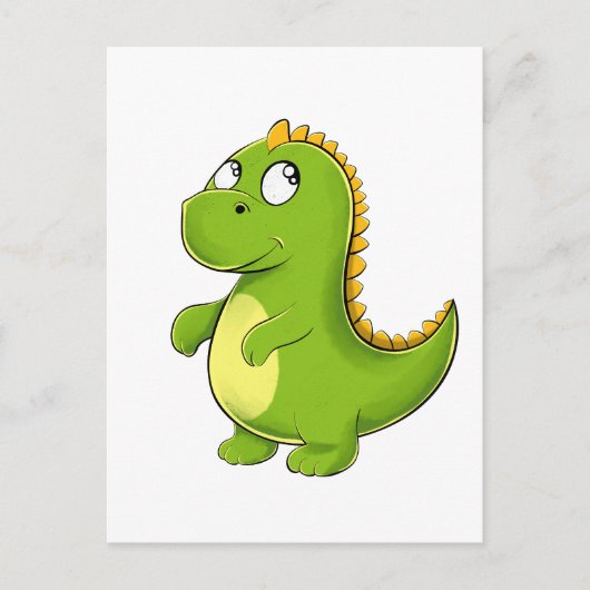 Fröhlicher Grüner Dino Postkarte (Vorderseite)