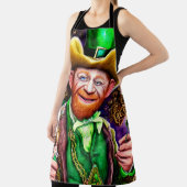 Fröhlicher grüner Kobold mit Kleeblatt Pipes Schürze (InSitu)