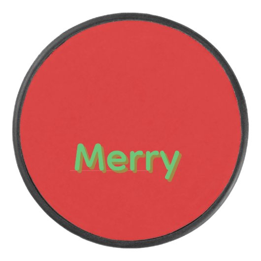 Fröhlicher grüner Name auf Rot Eishockey Puck (Vorderseite)