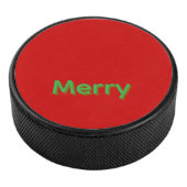 Fröhlicher grüner Name auf Rot Eishockey Puck (3/4)