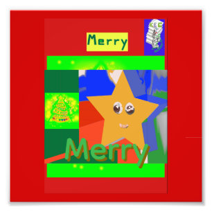 Fröhlicher grüner Name auf rotem Weihnachten Fotodruck