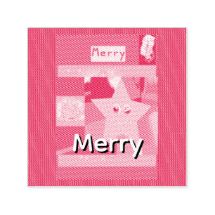 Fröhlicher grüner Name auf rotem Weihnachten Permastempel