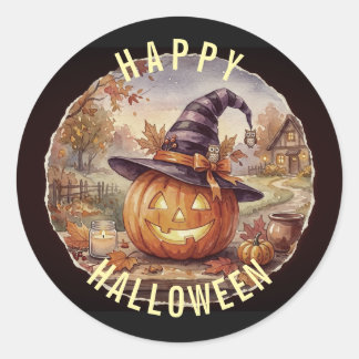 Fröhlicher Halloween-Aufkleber - Vintage-Kürbis Runder Aufkleber