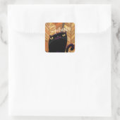 Fröhlicher Halloween Black Cat Herbst Fall Quadratischer Aufkleber (Tasche)