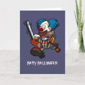 Fröhlicher Halloween farbenfroher Chainsaw Clown-C Karte (Vorderseite)