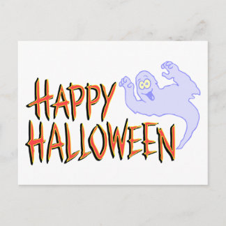 Fröhlicher Halloween freundlicher lächelnder Geist Postkarte