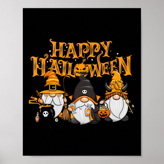 Fröhlicher Halloween Gnomes Herbstpumpenfallen Hol Poster (Vorne)