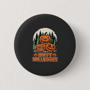 Fröhlicher Halloween Grusel-Kürbis-Wald-Vektor Button