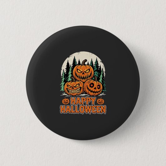 Fröhlicher Halloween Grusel-Kürbis-Wald-Vektor Button (Vorderseite)
