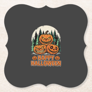 Fröhlicher Halloween Grusel-Kürbis-Wald-Vektor Untersetzer