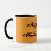 Fröhlicher Halloween-Handschrift-Becher (Orange &  Tasse (Links)