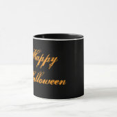 Fröhlicher Halloween-Handschrift-Becher (Schwarz & Tasse (Zentrum)