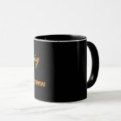 Fröhlicher Halloween-Handschrift-Becher (Schwarz & Tasse (VorderseiteRechts)