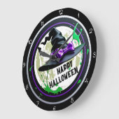 Fröhlicher Halloween Hexenhuthut Spritzer Große Wanduhr (Winkel)