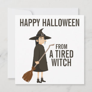Fröhlicher Halloween-Humor Schwarz-Weiß-Hexe Feiertagskarte
