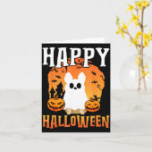 Fröhlicher Halloween-Hund-Geist Karte (Gelbe Blume)