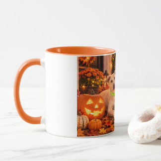 Fröhlicher Halloween-Hund und Jack-o'-Lantern-Tass Tasse