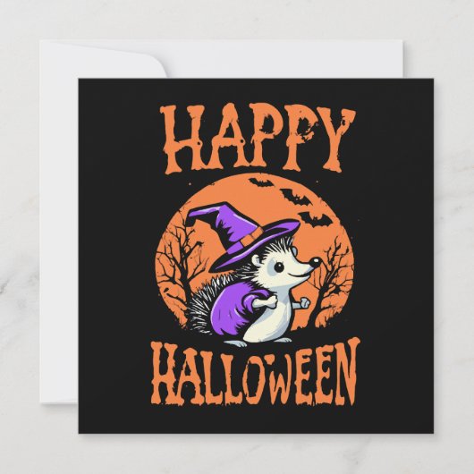 Fröhlicher Halloween Igel Hexe (Vorderseite)