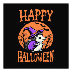 Fröhlicher Halloween Igel Hexe Fotodruck