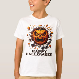 Fröhlicher Halloween-Kürbis, der durch T-Shirt